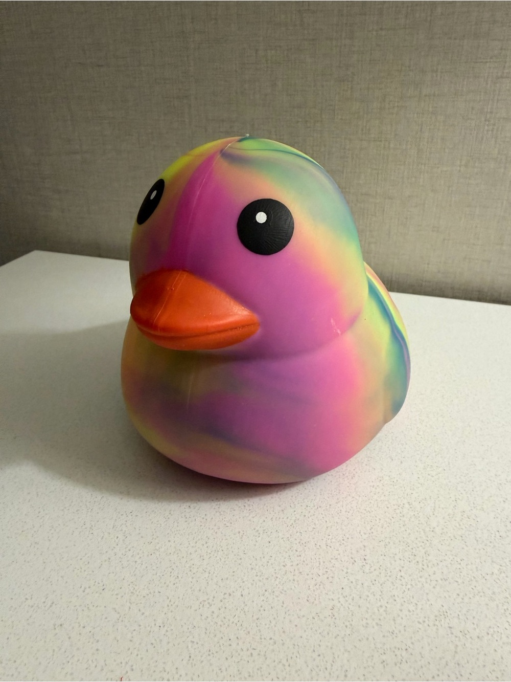 Squeeezy Duck Rainbow Tie Dye Viral Squishy Duck Sensory Fidget Pink Yellow